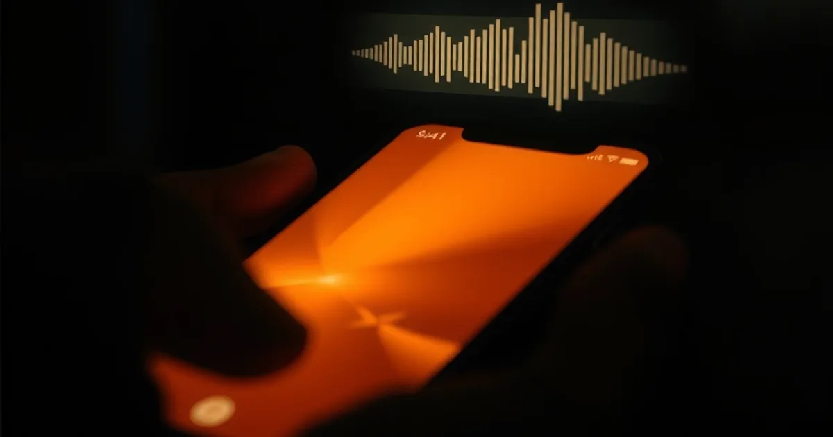 Smartphone affichant un flux vidéo dans l'obscurité avec une superposition lumineuse évoquant le signal réseau et la compression de données